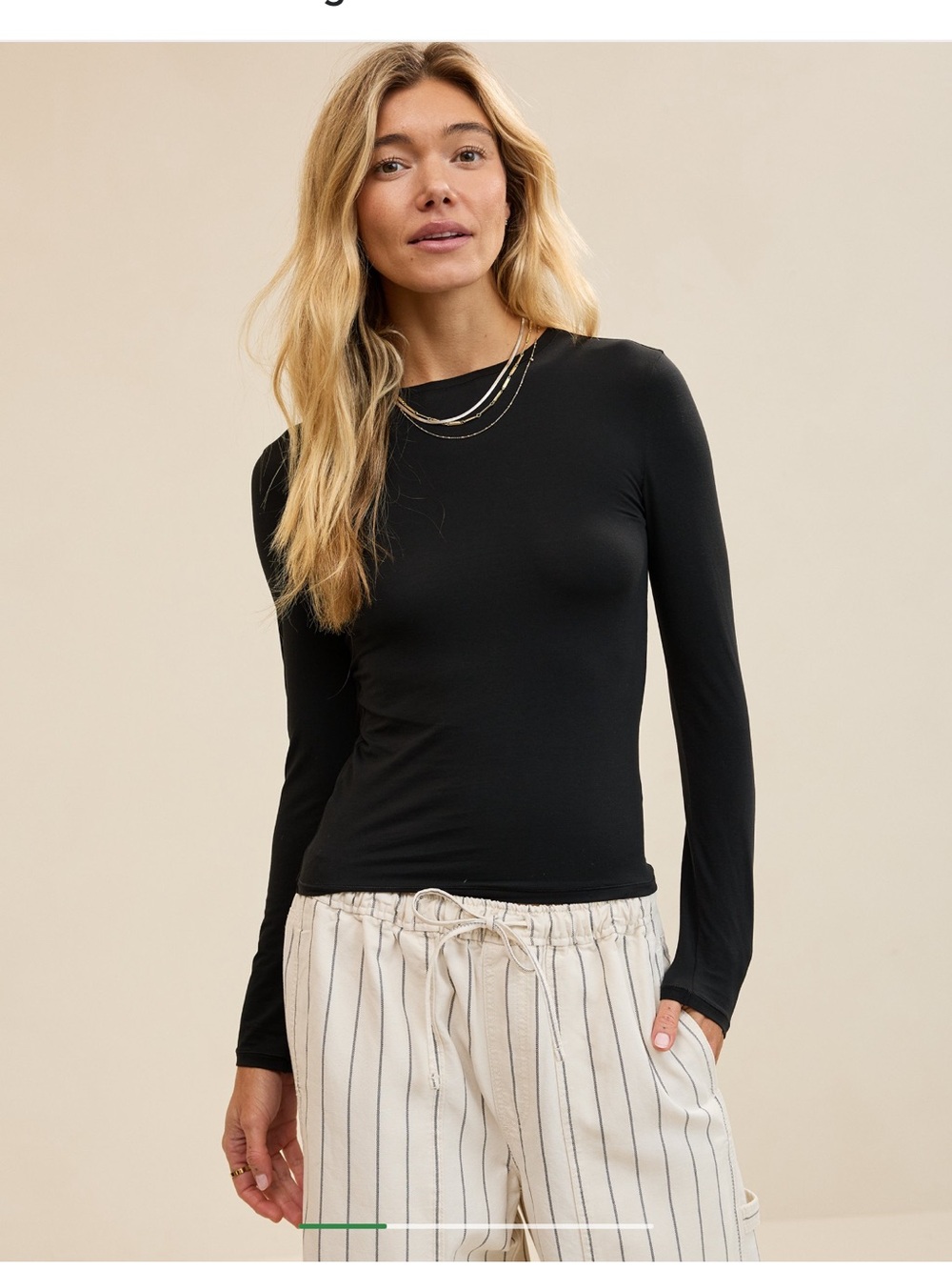 Aerie SMOOTHEZ Black Cotton BESTEES Long Sleeve Crew T-shirt Size XXS
